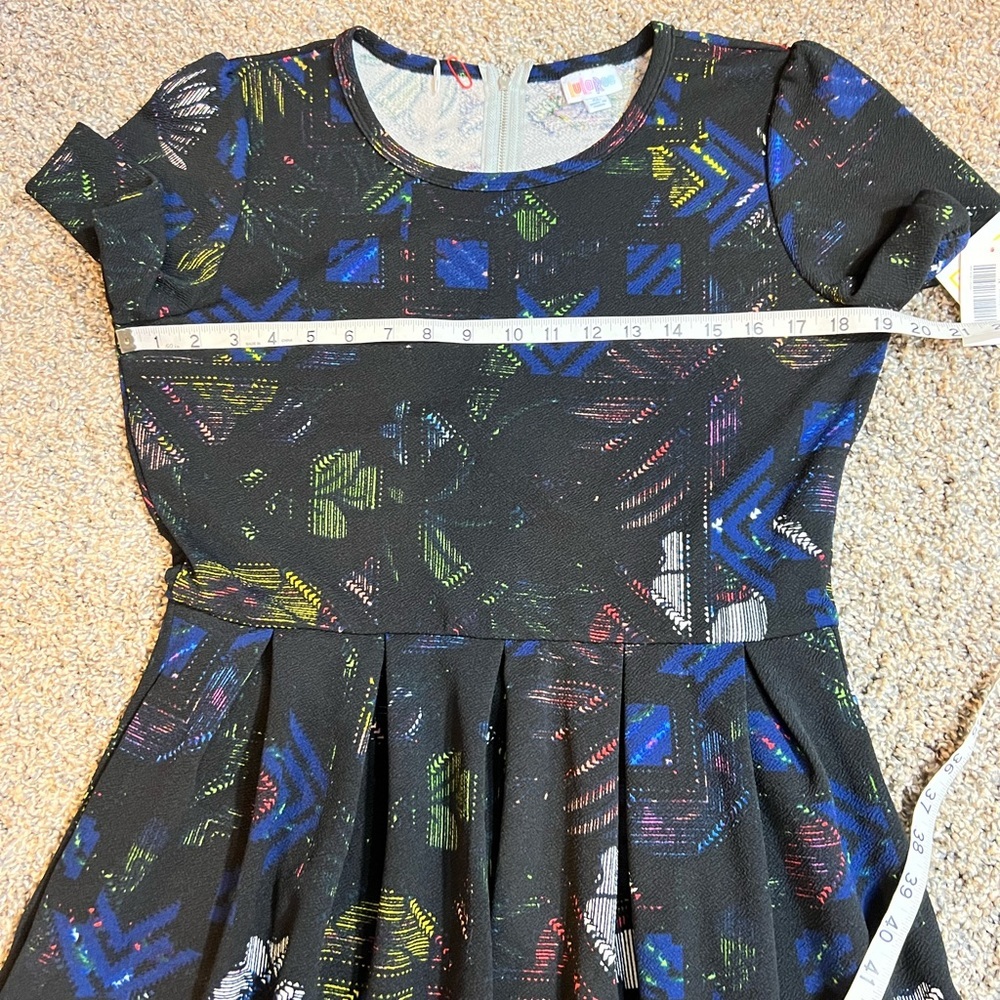 LuLaRoe Ameila Dress NWT Blue Black Pink Print Fit and Flair Size XL - Picture 8 of 11